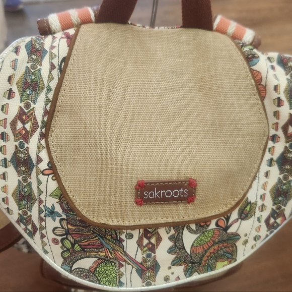 Sakroots Owl Floral Patterned Backpack with Earthy Tones And Owl Bag Charm - Picture 10 of 10